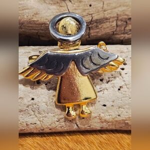 Vintage Two Tone Guardian Angel Brooch